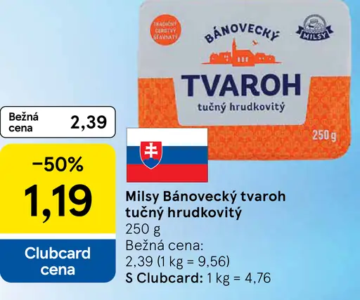 Milsy Bánovecký tvaroh tučný hrudkovitý