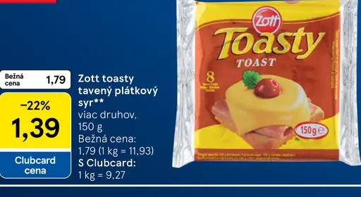 Zott toasty tavený plátkový syr