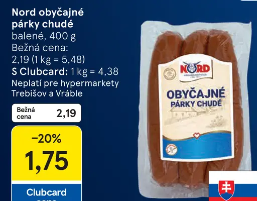 Nord obyčajné párky chudé