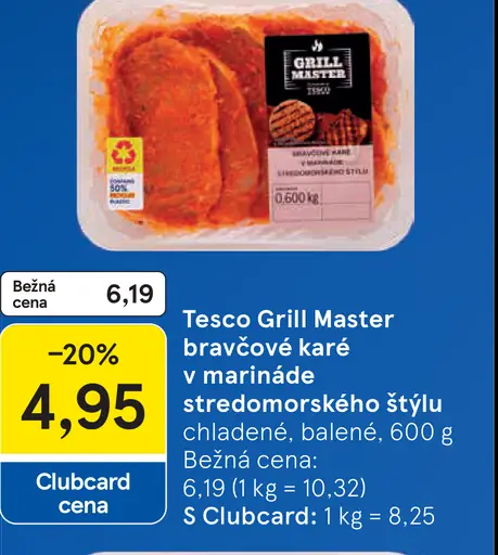 Tesco Grill Master bravčové karé v marínade stredomorského štýlu