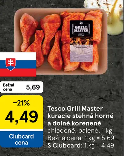 Tesco Grill Master kuracie stehná horné a dolné korenené