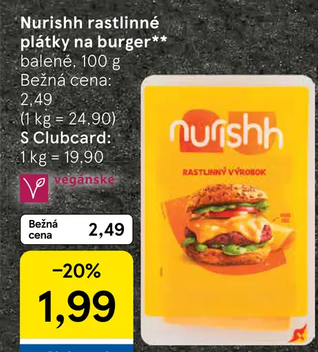 Nurishh rastlinné plátky na burger
