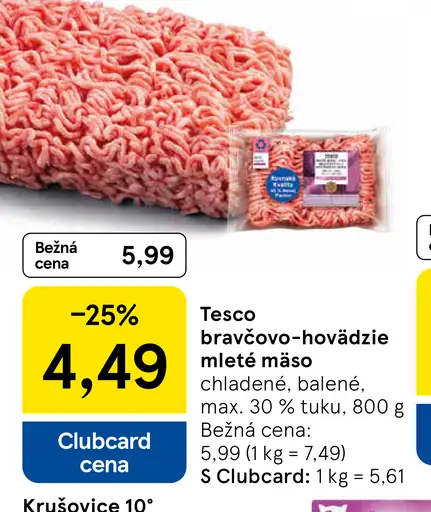 Tesco bravčovo-hovädzie mleté mäso