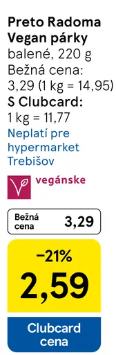 Preto Radoma Vegan párky