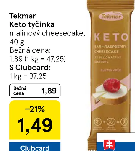 Tekmar Keto tyčinka malinový cheeesecake