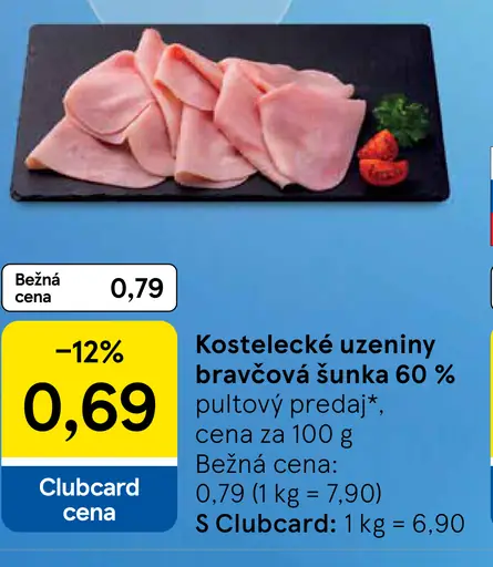 Kostelecké uzeniny bravčová šunka 60%