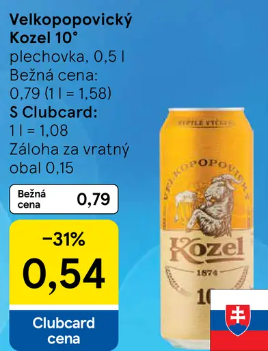 Velkopopovický Kozel 10° plechovka