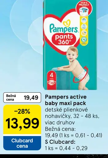 Pampers active baby maxi pack detské plienkové nohavičky