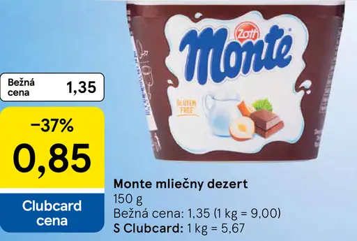 Monte mliečny dezert