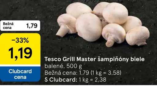 Tesco Grill Master šampiňóny biele