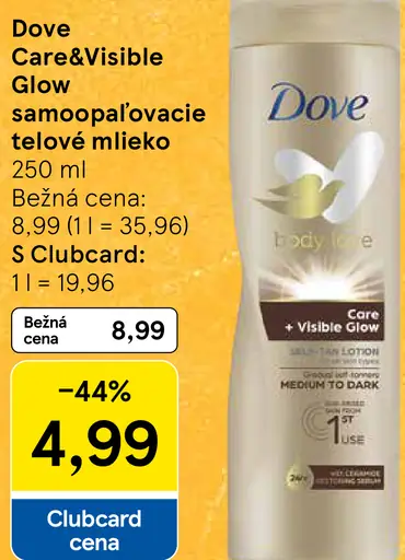 Dove Care&Visible Glow samoopaľovacie telové mlieko medium-dark
