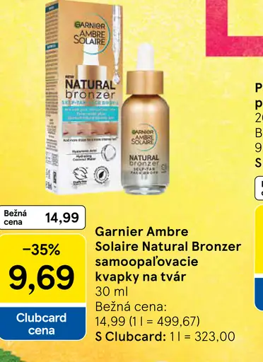 Garnier Ambre Solaire Natural Bronzer samoopaľovacie kvapky na tvár