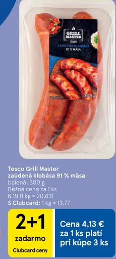 Tesco Grill Master údená klobása