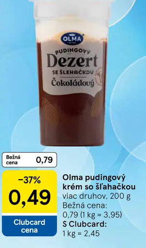 Olma pudingový krém so šľahačkou