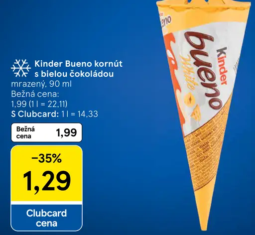Kinder Bueno kornút s bielou čokoládou