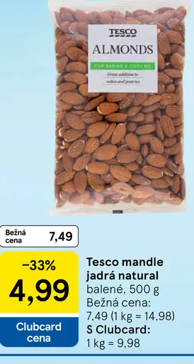 Tesco mandle jadrá natural