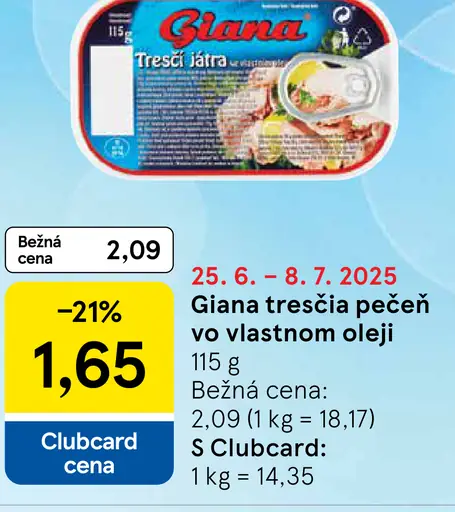 Giana tresčia pečeň vo vlastnom oleji