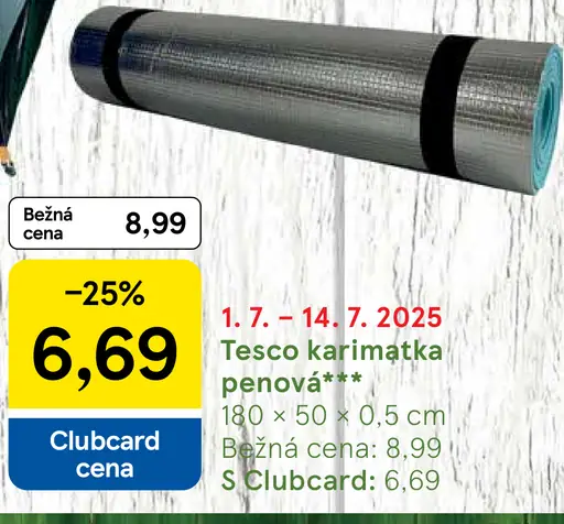 Tesco karimatka penová 180 x 50 x 0.5 cm