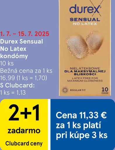 Durex SENSUAL NO LATEX kondómy