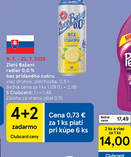 Zlatý Bažant radler 0,0 % plechovka