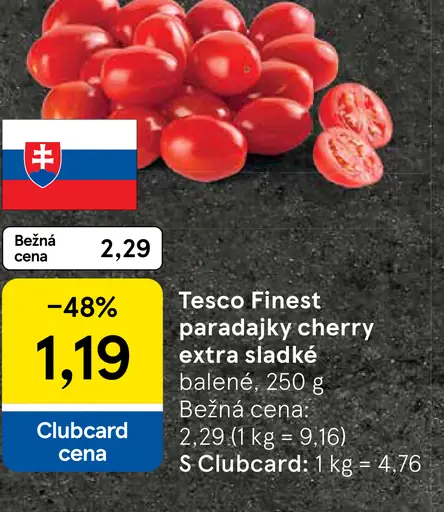 Tesco Finest paradajky cherry extra sladké