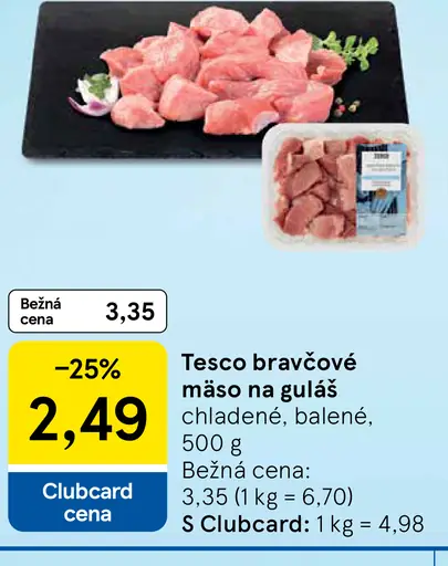 Tesco bravčové mäso na guláš