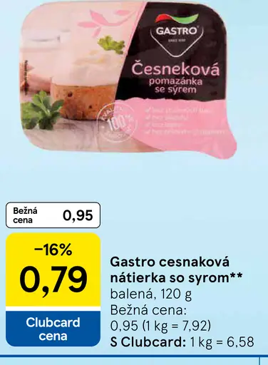 Gastro cesnaková nátierka so syrom