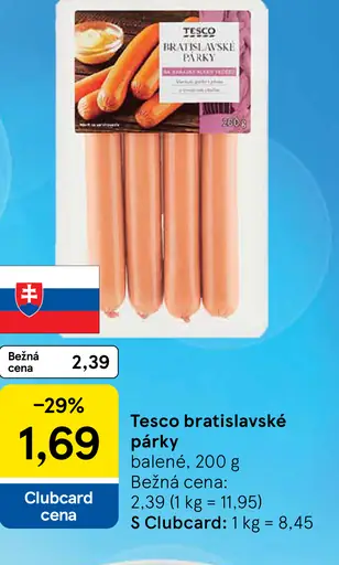 Tesco bratislavské párky