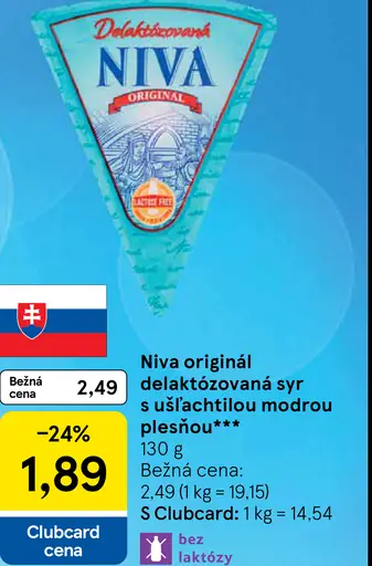 Niva originál delaktózovaný syr s ušľachtilou modrou plesňou