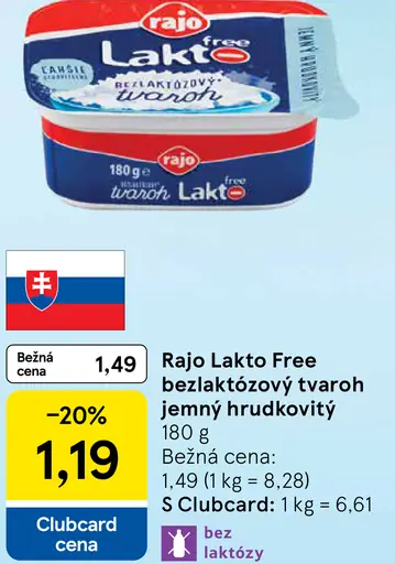 Rajo Lakto Free bezlaktózový tvaroh jemný hrudkovitý