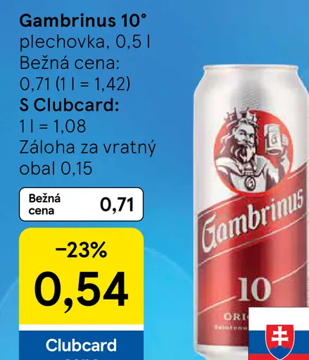 Gambrinus plechovka