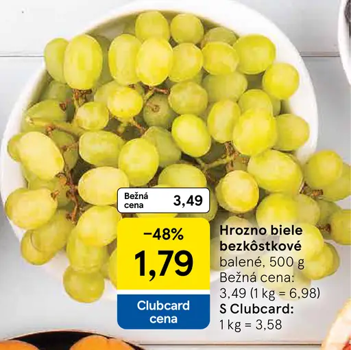 Hrozno biele bezjadierkové