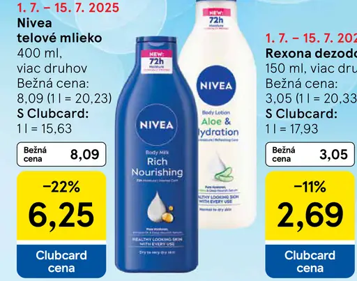 Nivea telové mlieko