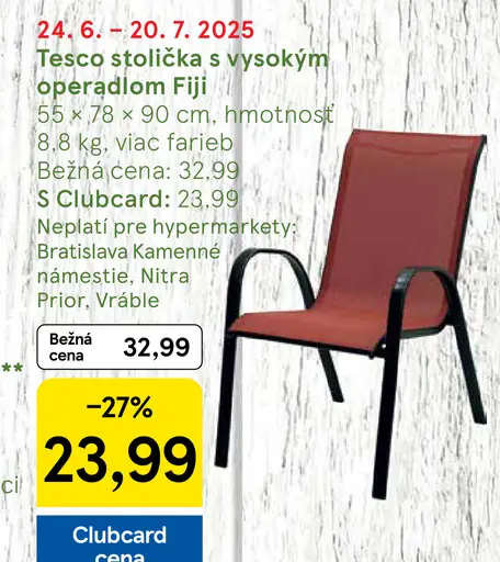 Tesco stolička s vysokým operadlom Fiji