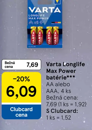 Varta Longlife Max Power batérie