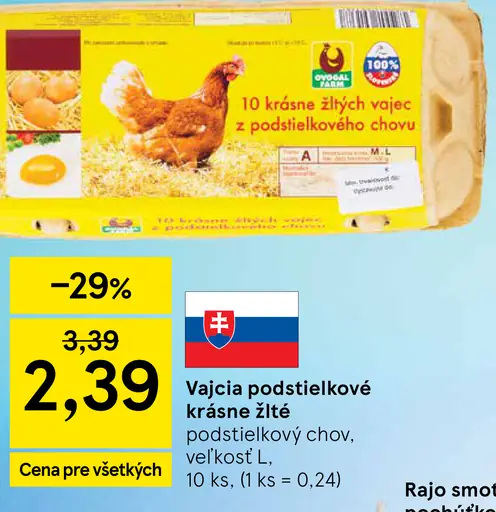 Vajcia podstielkové krásne žlté
