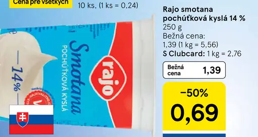 Rajo Smotana pochúťková kyslá 14%