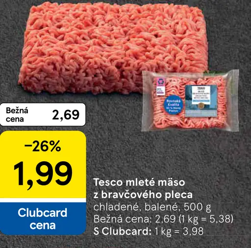 Tesco mleté mäso z bravčového pleca