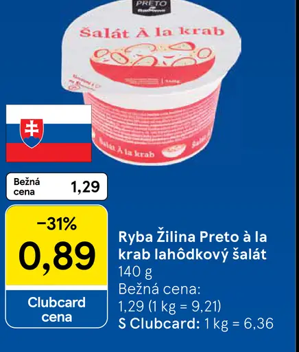 Ryba Žilina Preto à la krab lahôdkový šalát