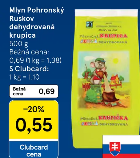 Mlyn Pohronský Ruskov dehydrovaná krupica