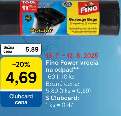Fino Power vrecia na odpad