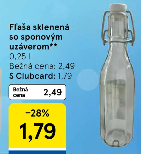 Sklenená fľaša s klipovým uzáverom