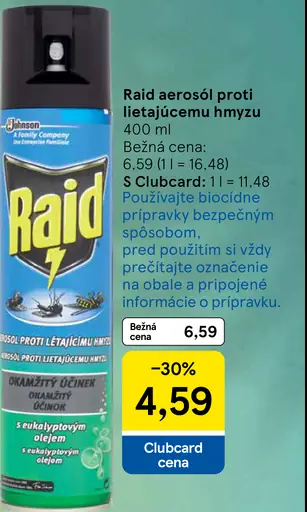 Raid aerosól proti lietajúcemu hmyzu