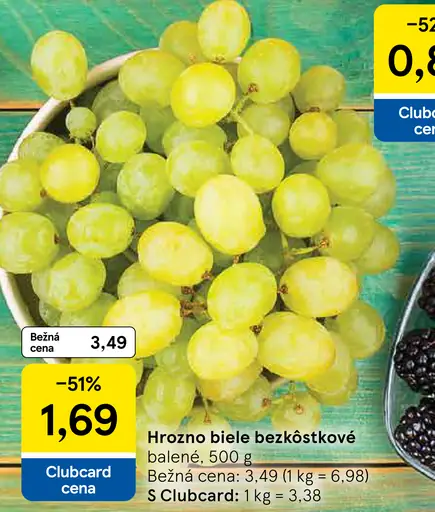 Hrozno biele bezjadierkové