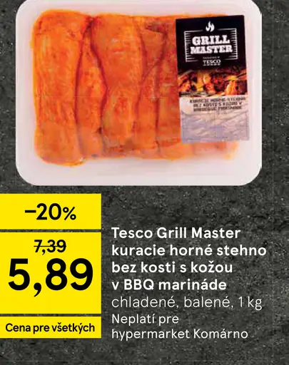 Tesco Grill Master kuracie horné stehno bez kosti s kožou v BBQ marináde