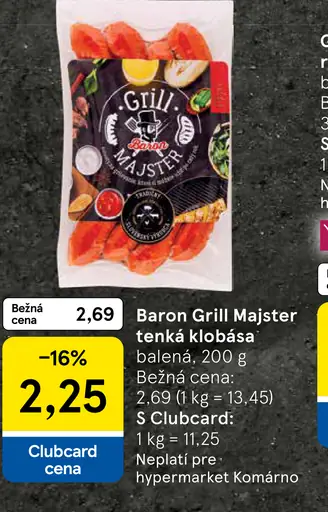 Baron Grill Majster tenká klobása