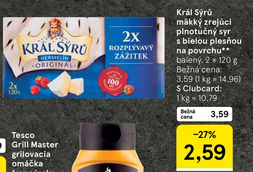 Král Sýrů Mäkký zrejúci plnotučný syr s bielou plesňou na povrchu
