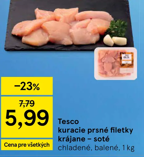 Tesco kuracie prsia krájané – soté