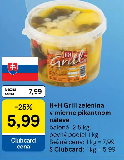 H+H Grill zelenina v mierne pikantnom náleve