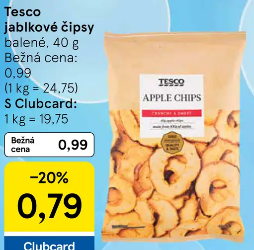 Tesco jablkové čipsy
